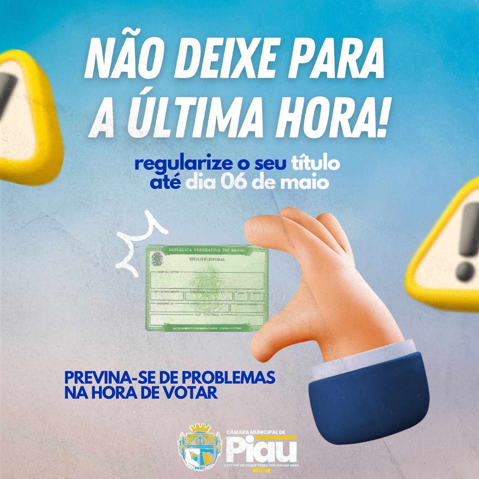 Não deixe para depois o que pode ser resolvido hoje!