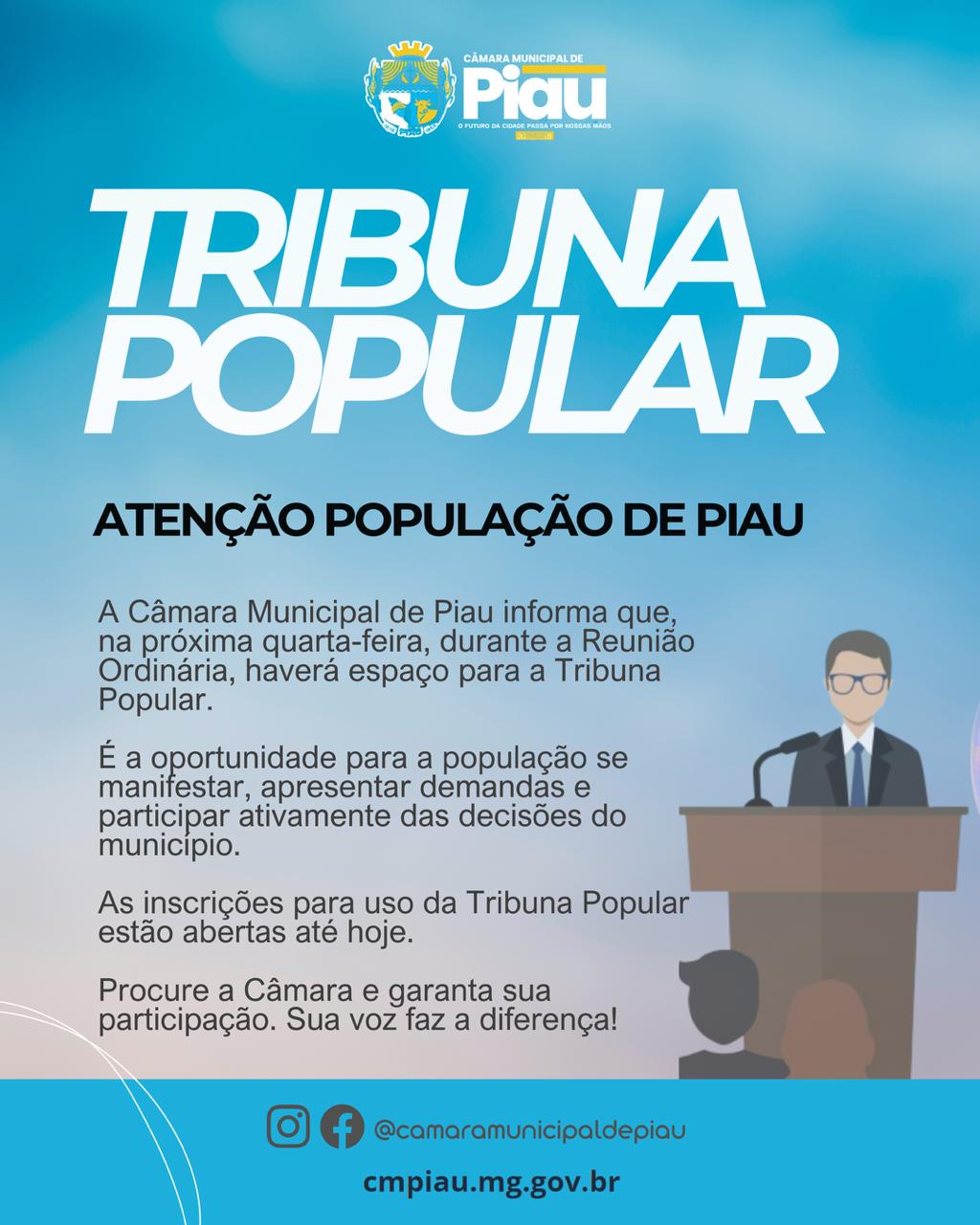 Tribuna Popular nesta quarta!