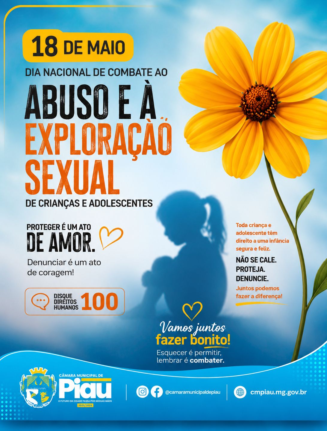 18 de Maio | Dia Nacional de Combate ao Abuso e à Exploração Sexual de Crianças e Adolescentes.