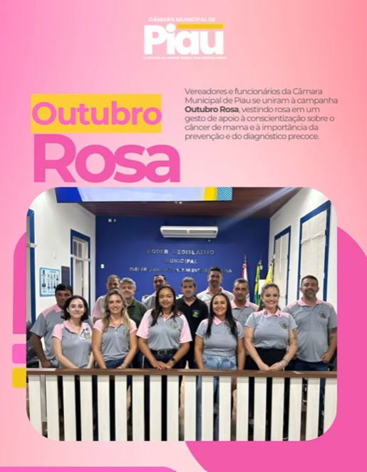 Câmara Municipal de Piau vestida de rosa!
